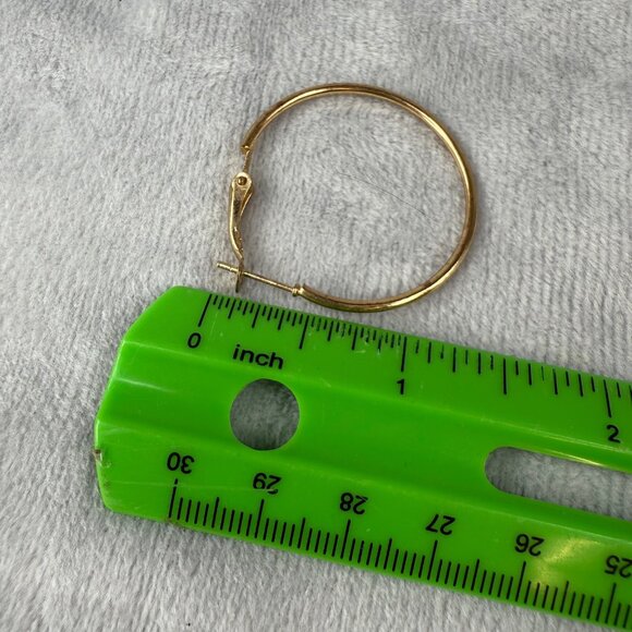 Gold-Toned Pierced Hoop Earrings 2 Pairs Bamboo & Plain Design Lightweight - Picture 7 of 12